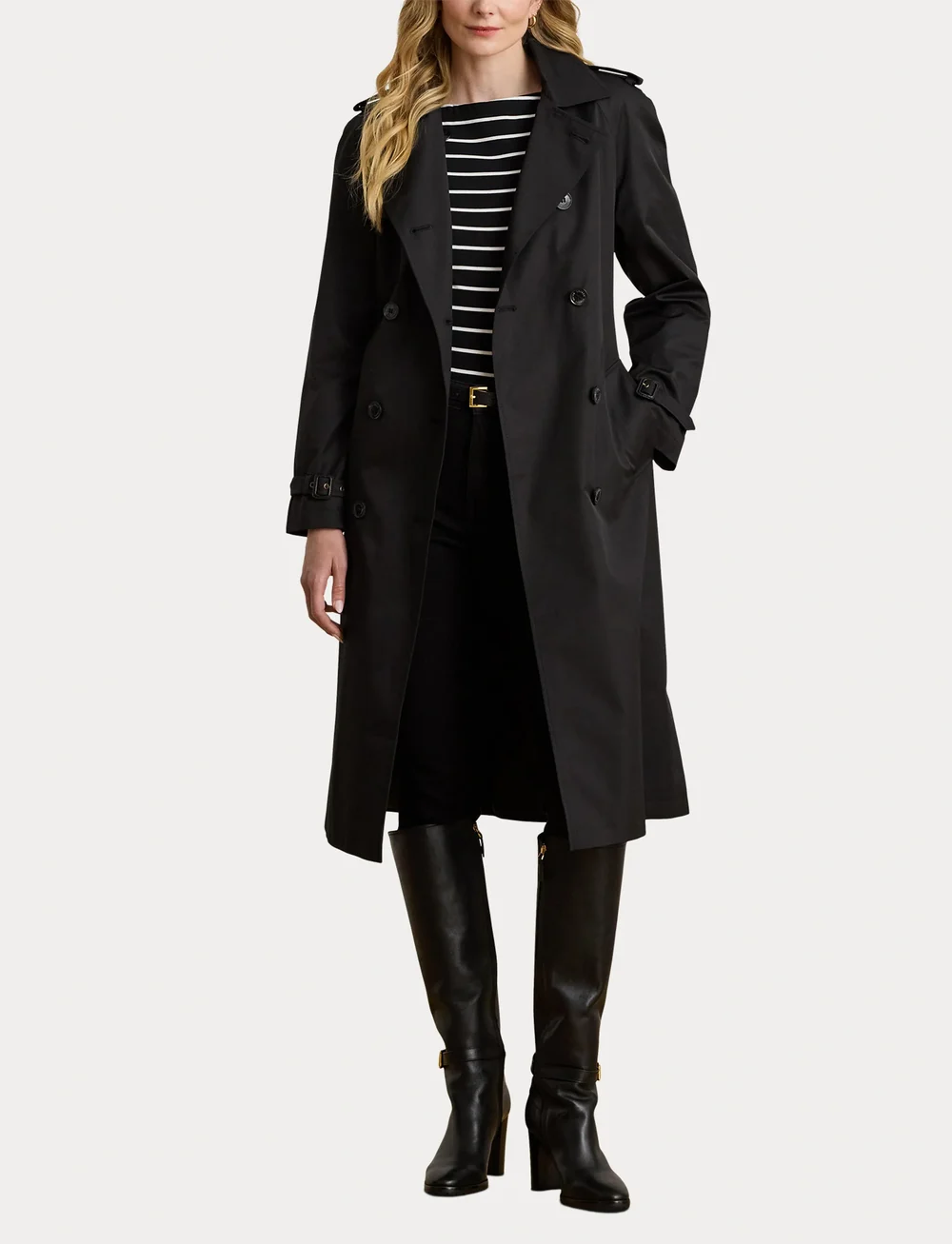Lauren Ralph Lauren - Double-Breasted Belted Trench Coat - trenchcoats - black - 5
