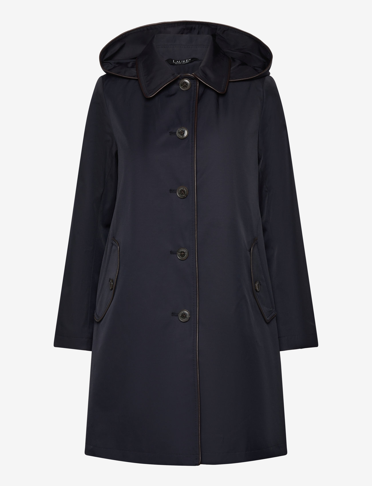 Ralph Lauren Coat With Leather Trim Leather Lauren Ralph Lauren