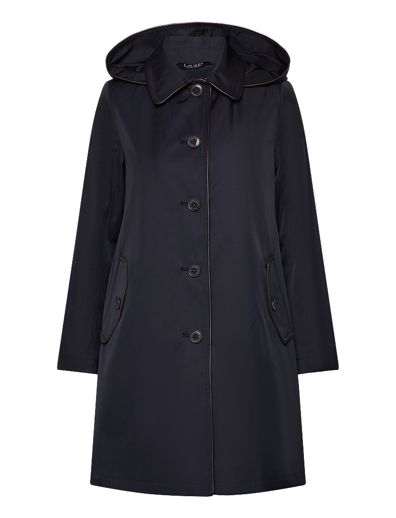 Ralph Lauren Coat With Leather Trim Leather Lauren Ralph Lauren