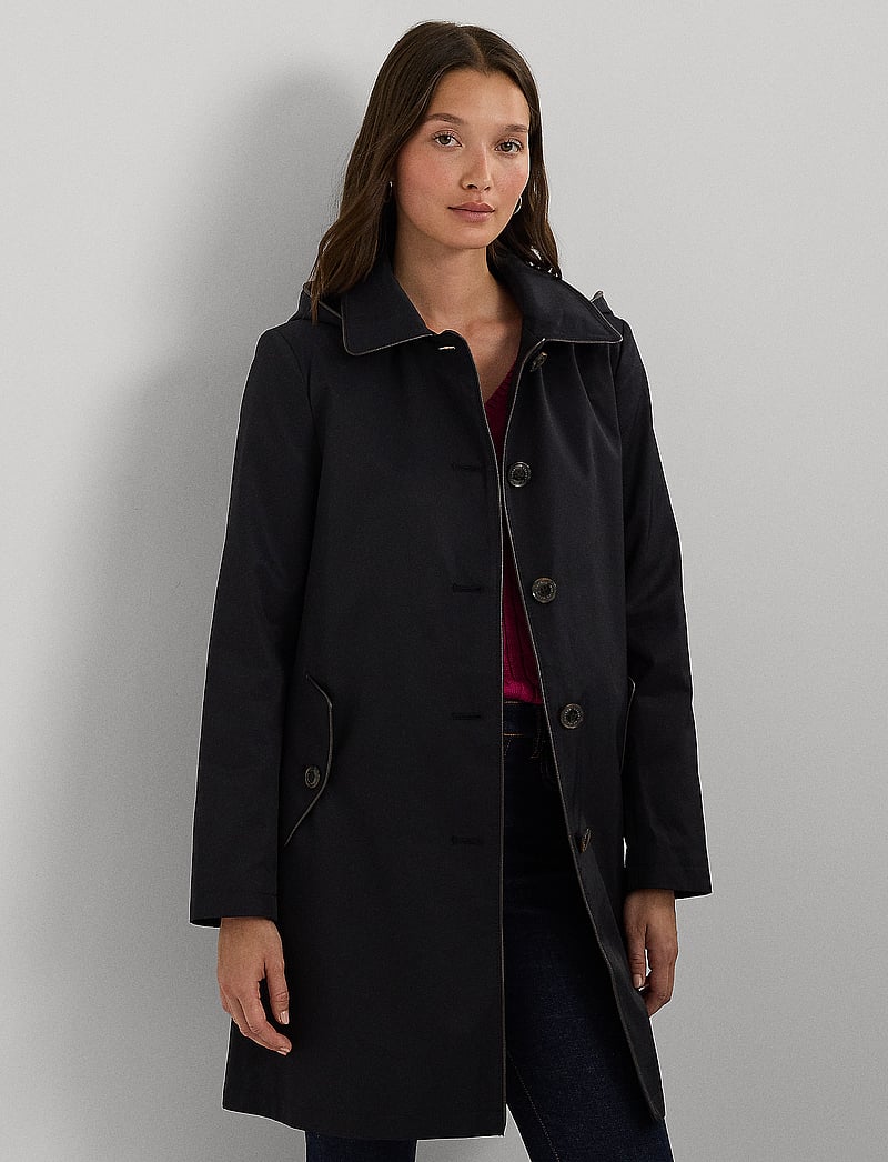 Faux Leather Ladies Leather Parka With Hood Lauren Ralph Lauren