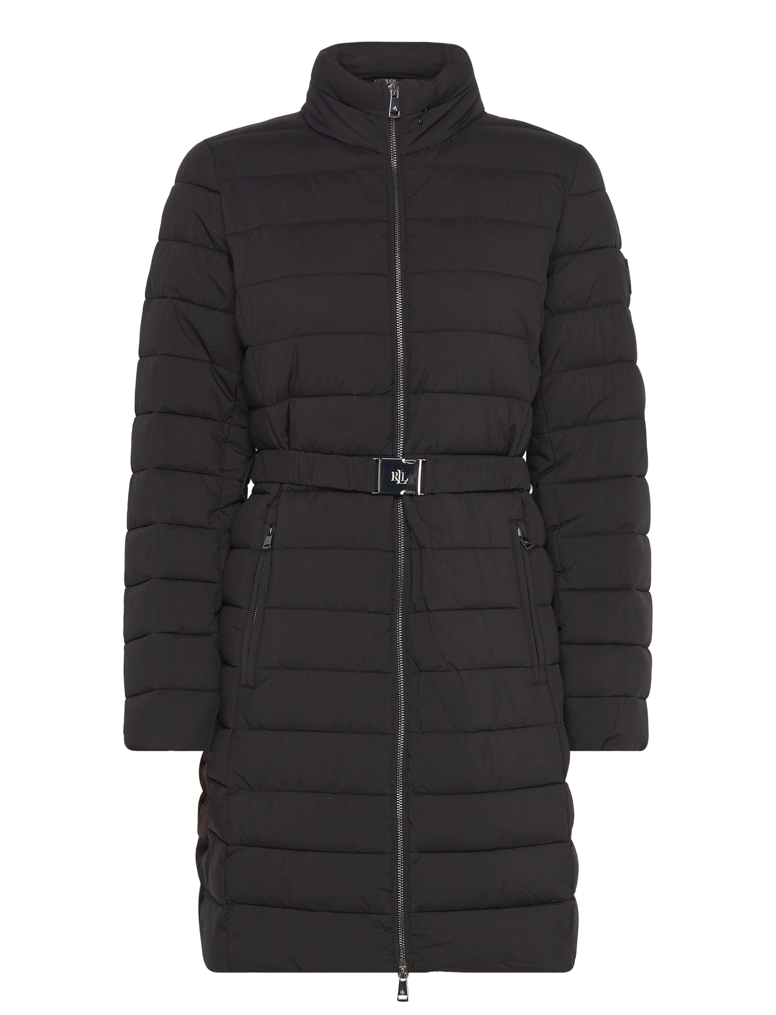 Lauren Ralph Lauren Belted Quilted Mockneck Coat - Riided - BLACK / black