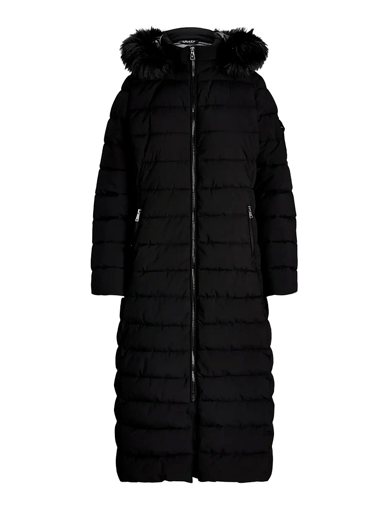 Lauren Ralph Lauren - Faux-Fur-Trim Quilted Hooded Coat - winterjacken - black - 1