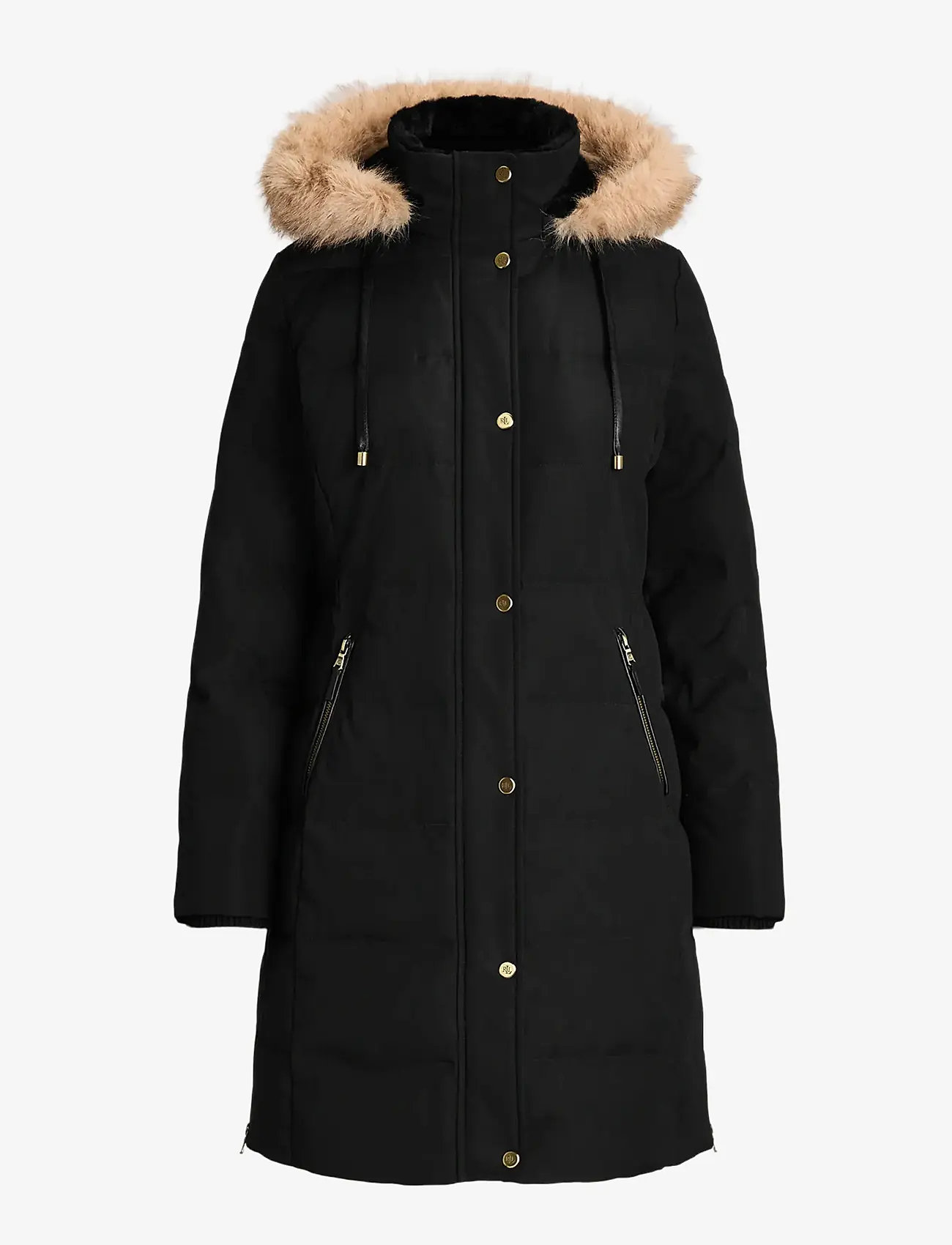Lauren Ralph Lauren - Faux-Fur-Trim Hooded Down Coat - vinterjakker - black - 1