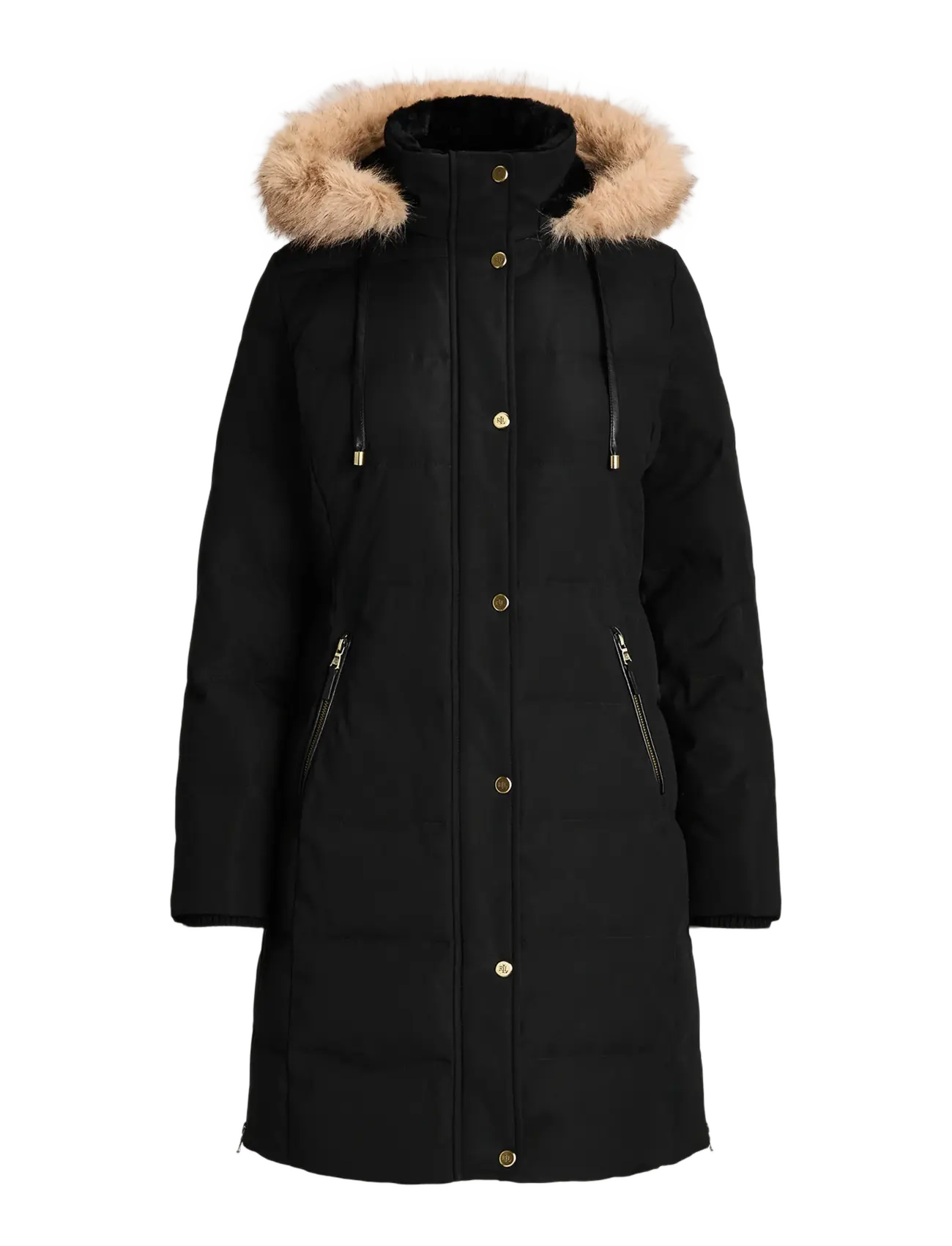 Lauren Ralph Lauren SATIN FINISH-HRT PFR FF TRM HD35" - Dunjakker - BLACK / black