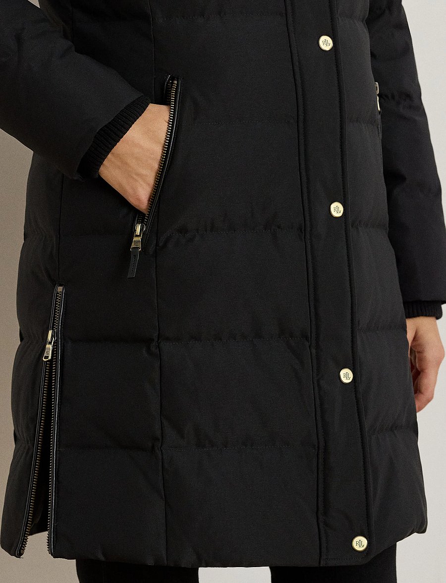 Lauren Ralph Lauren - Faux-Fur-Trim Hooded Down Coat - ziemas jakas - black - 5