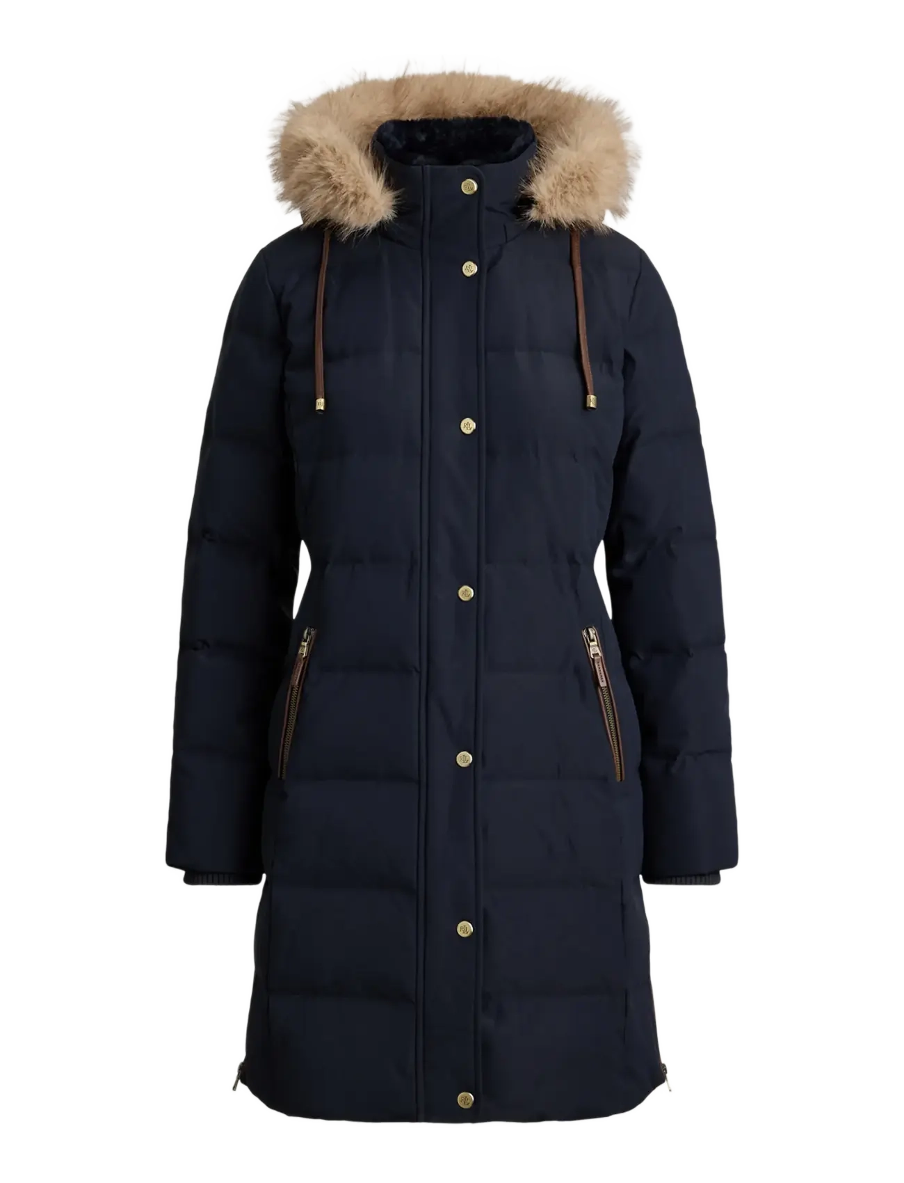 Lauren Ralph Lauren Faux-Fur-Trim Hooded Down Coat - Dunjakker - DK NAVY / navy