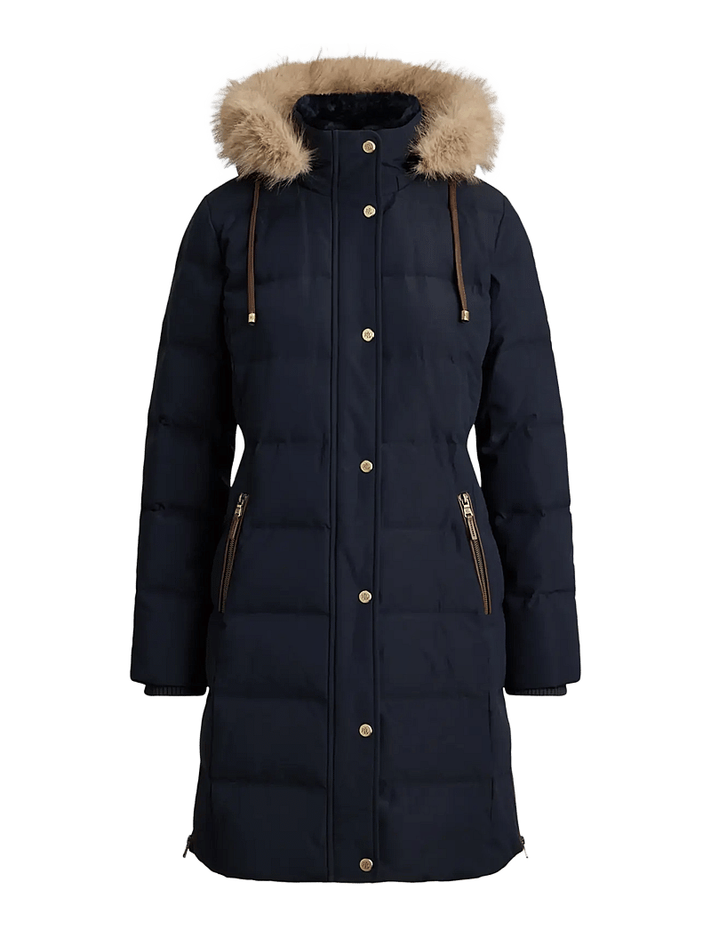 Lauren Ralph Lauren - Faux-Fur-Trim Hooded Down Coat - villased mantlid - dk navy - 1