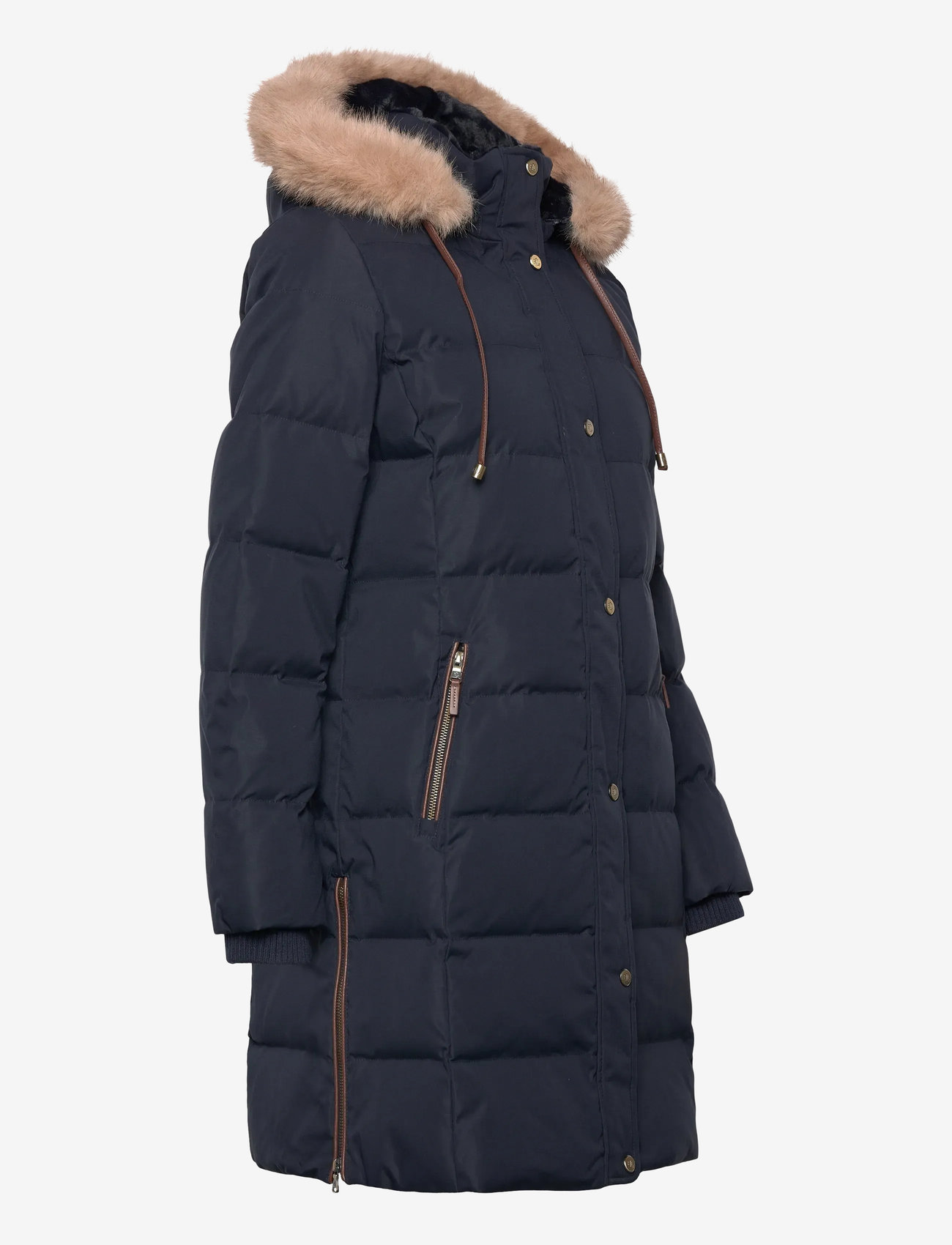Lauren Ralph Lauren - Faux-Fur-Trim Hooded Down Coat - vinterjakker - dk navy - 4