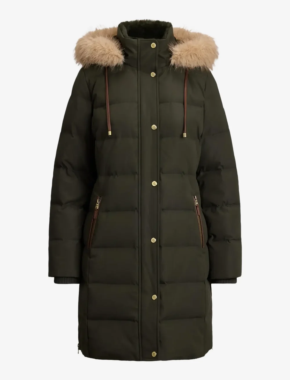 Lauren Ralph Lauren - Faux-Fur-Trim Hooded Down Coat - uldfrakker - litchfield loden - 1
