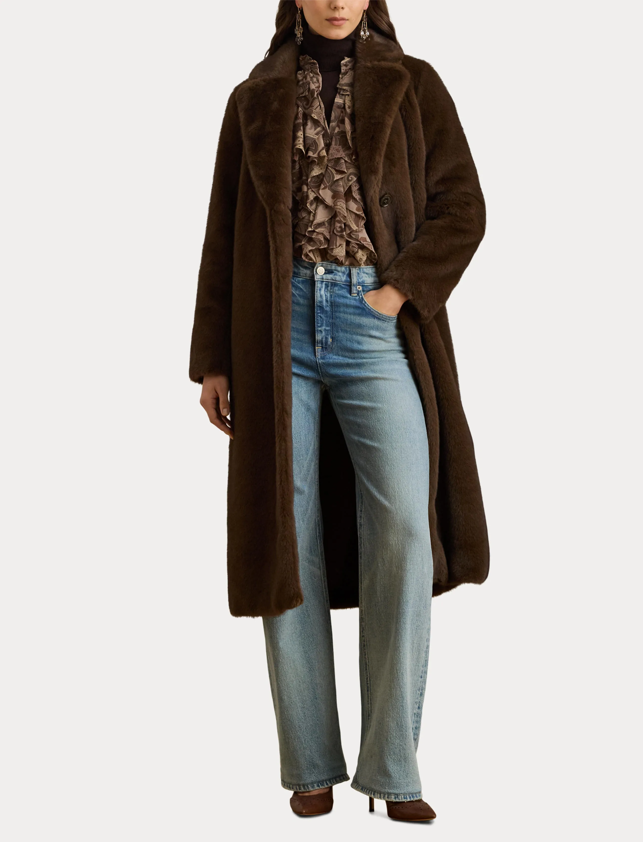 Lauren Ralph Lauren - Faux-Fur Coat - fausse fourrure - circuit brown - 4
