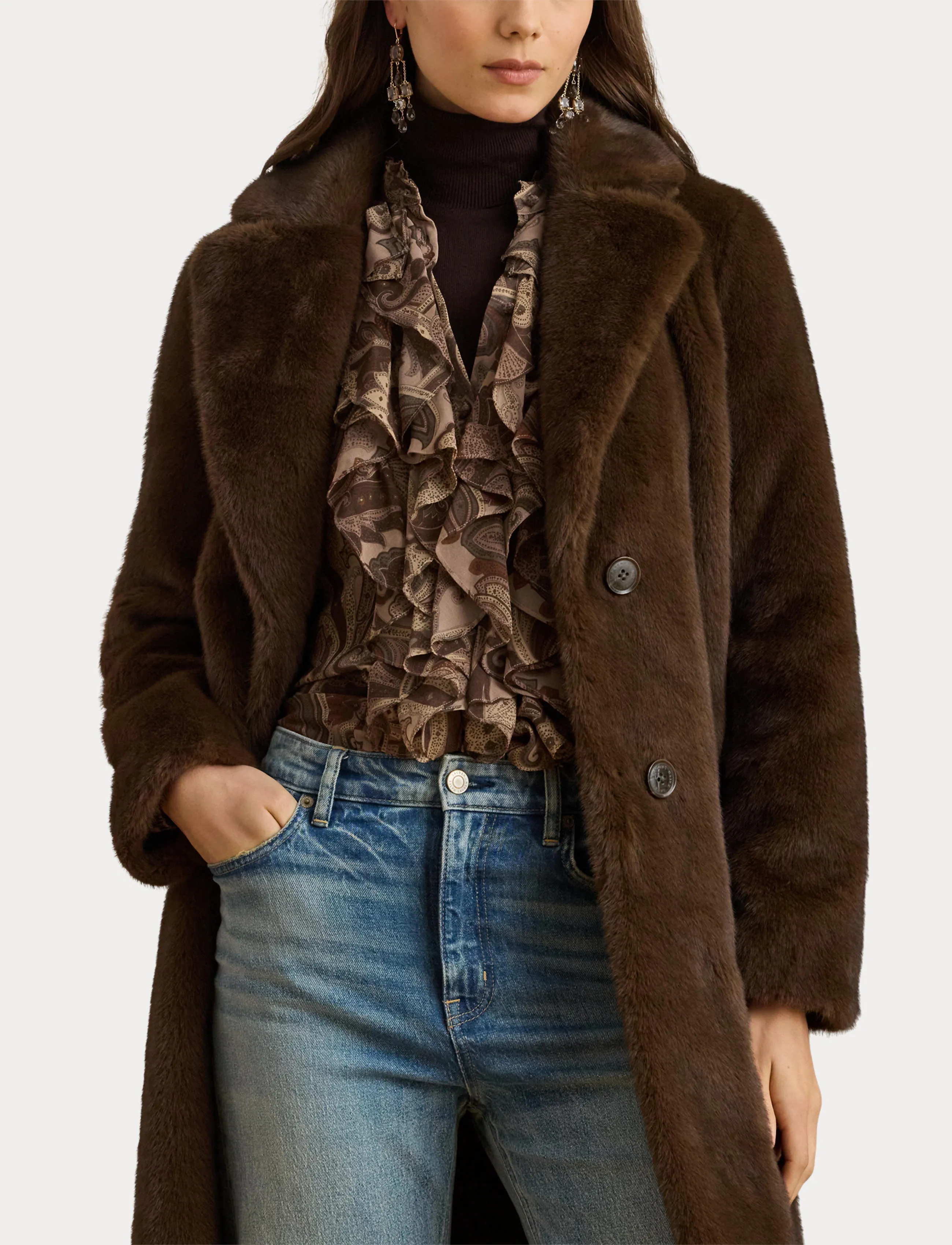 Lauren Ralph Lauren - Faux-Fur Coat - kunstpelz - circuit brown - 5