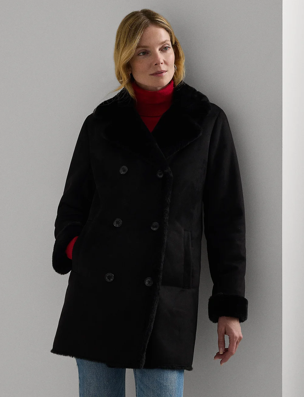 Black suede coat shop