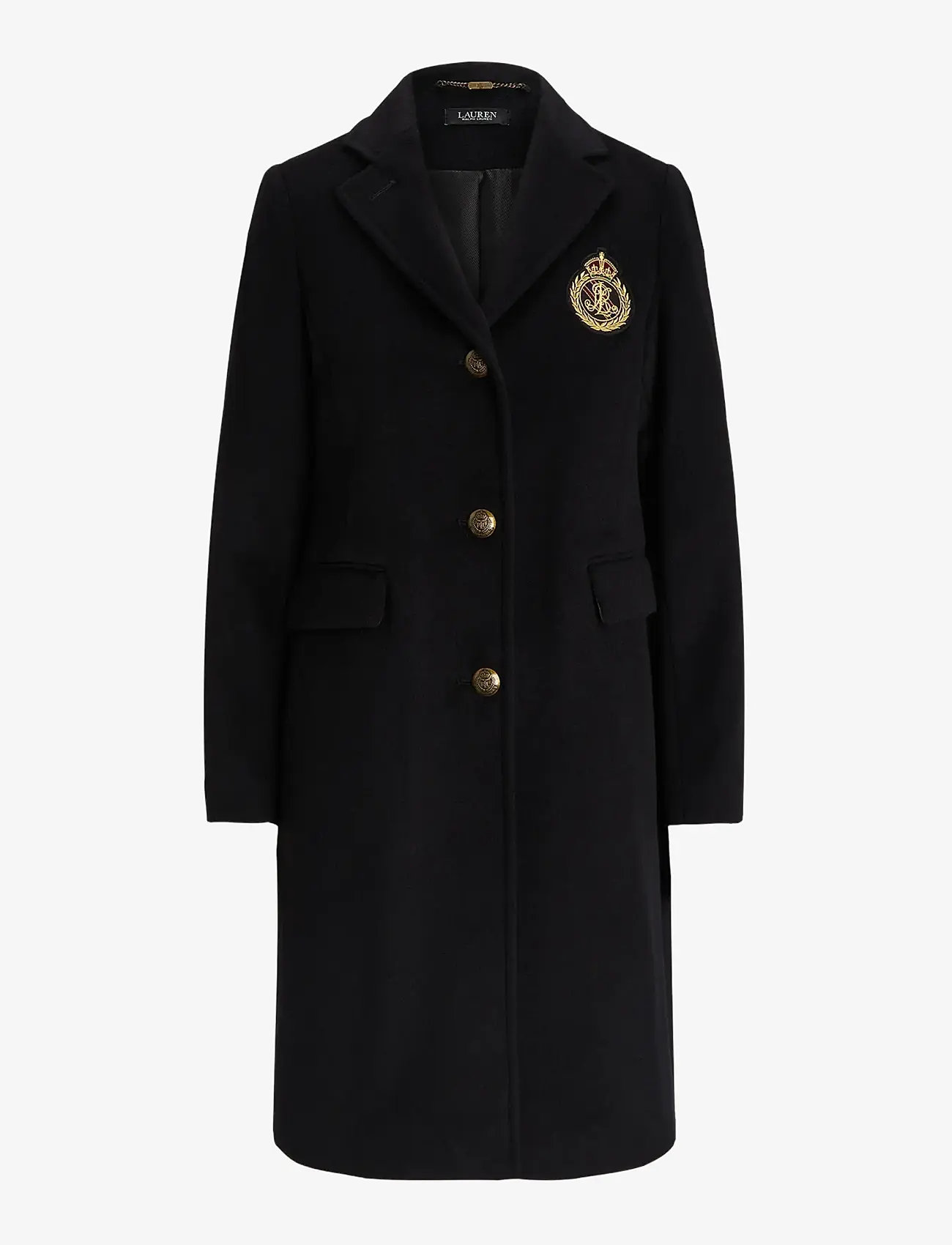 Lauren Ralph Lauren - Crest-Patch Wool-Blend Coat - black - 1