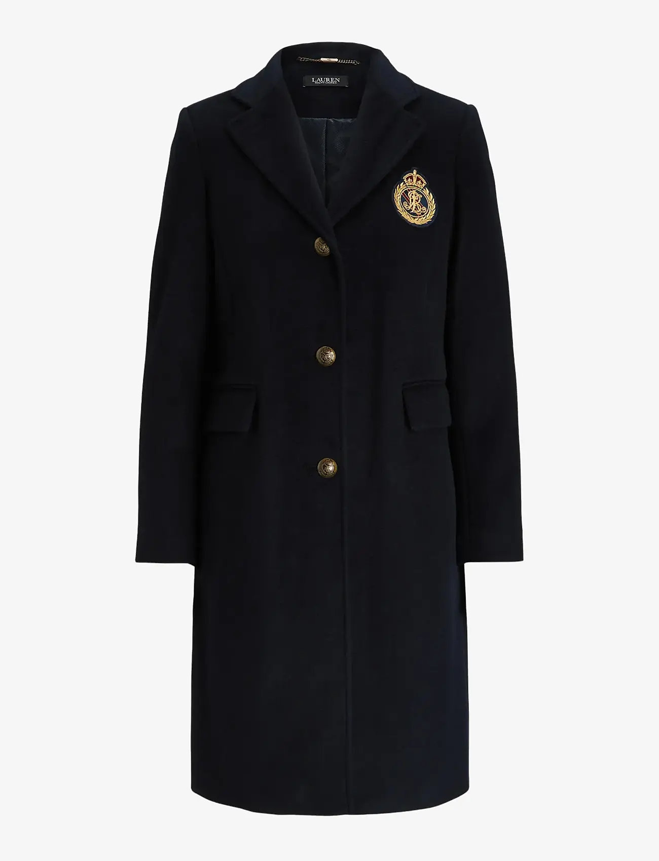 Lauren Ralph Lauren - Crest-Patch Wool-Blend Coat - wool coats - regal navy - 1