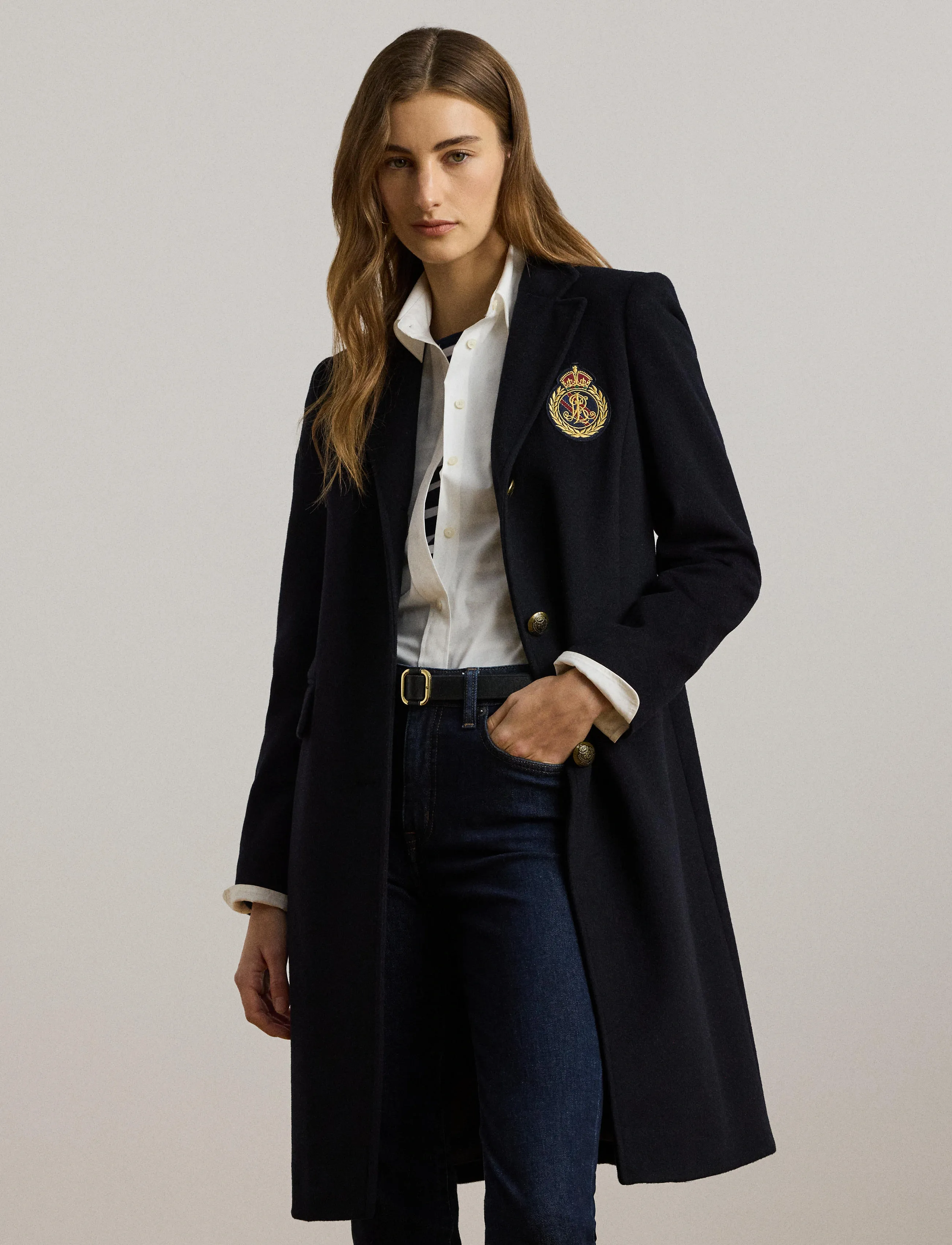 Lauren Ralph Lauren CASHMERE BLEND-CRESTED WOOL 39" - Nyheder - REGAL NAVY / black