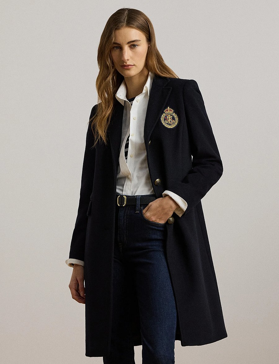 Lauren Ralph Lauren - CASHMERE BLEND-CRESTED WOOL 39" - vinterjakker - regal navy - 0