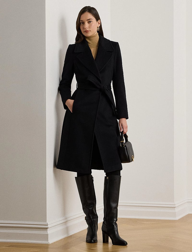 Lauren Ralph Lauren - Belted Wool-Blend Wrap Coat - winterjacken - black - 3