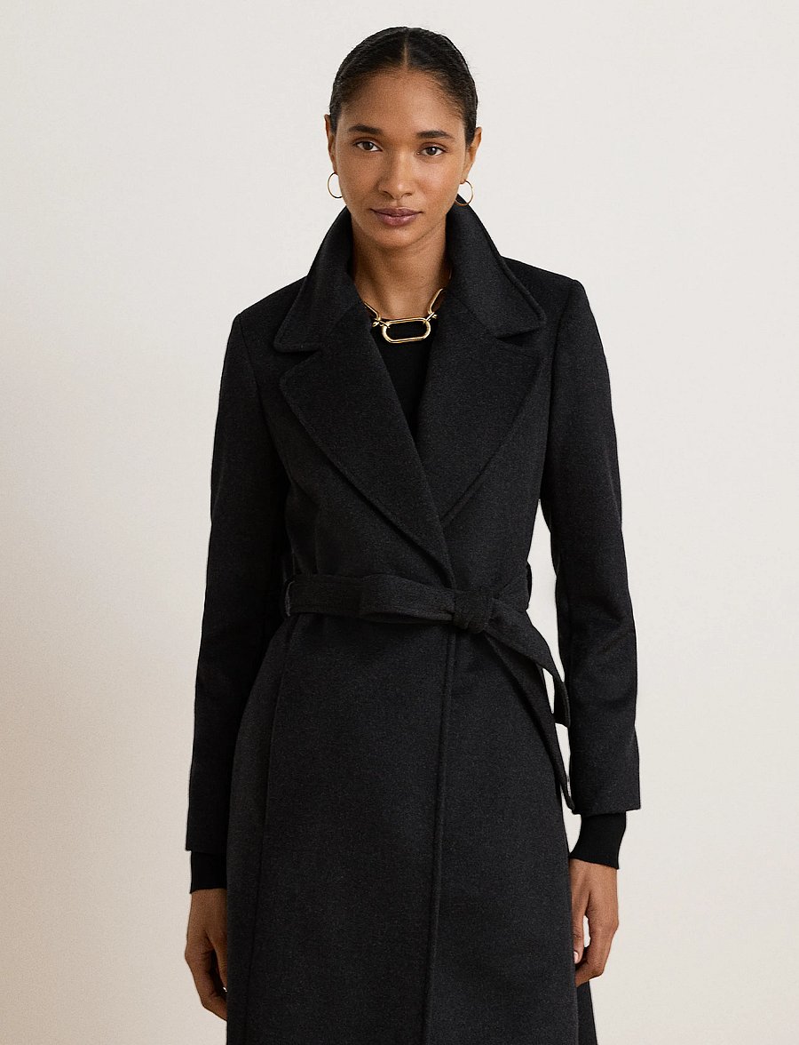 Lauren Ralph Lauren - Belted Wool-Blend Wrap Coat - winterjacken - charcoal heather - 1