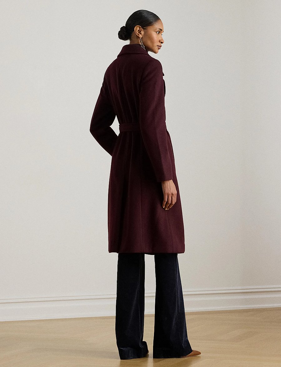 Lauren Ralph Lauren - Belted Wool-Blend Wrap Coat - vinterjackor - pinot noir - 2