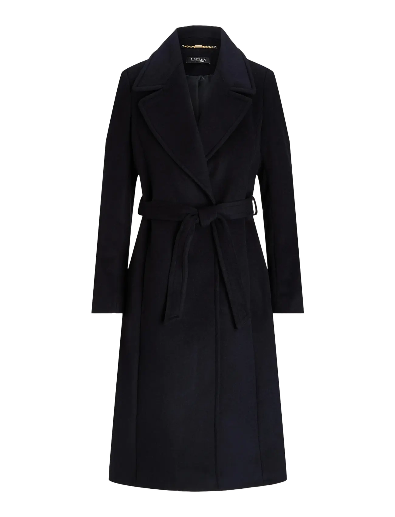 Lauren Ralph Lauren Belted Wool-Blend Wrap Coat - Riided - REGAL NAVY / black