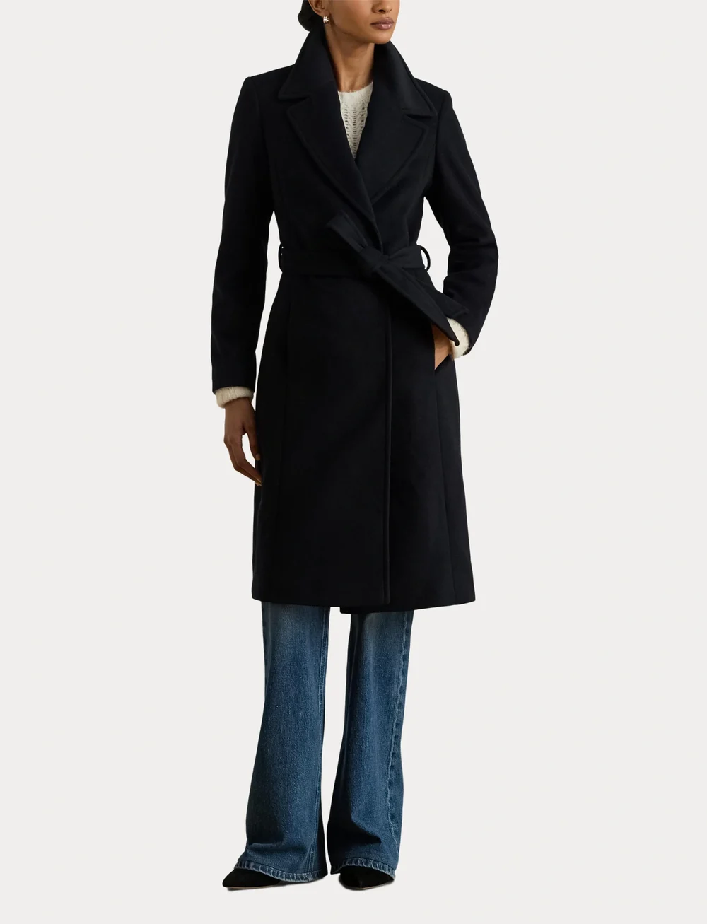 Lauren Ralph Lauren - Belted Wool-Blend Wrap Coat - uldfrakker - regal navy - 5
