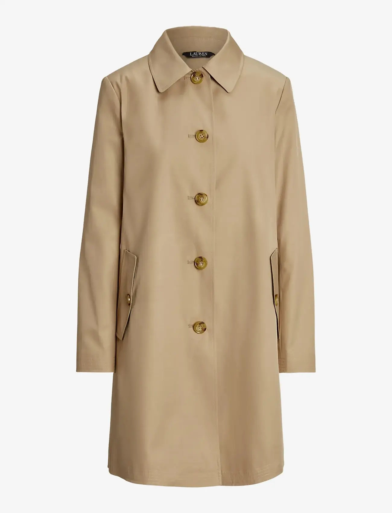 Lauren Ralph Lauren - Hooded Cotton-Blend Balmacaan Coat - kevyet takit - birch tan - 1