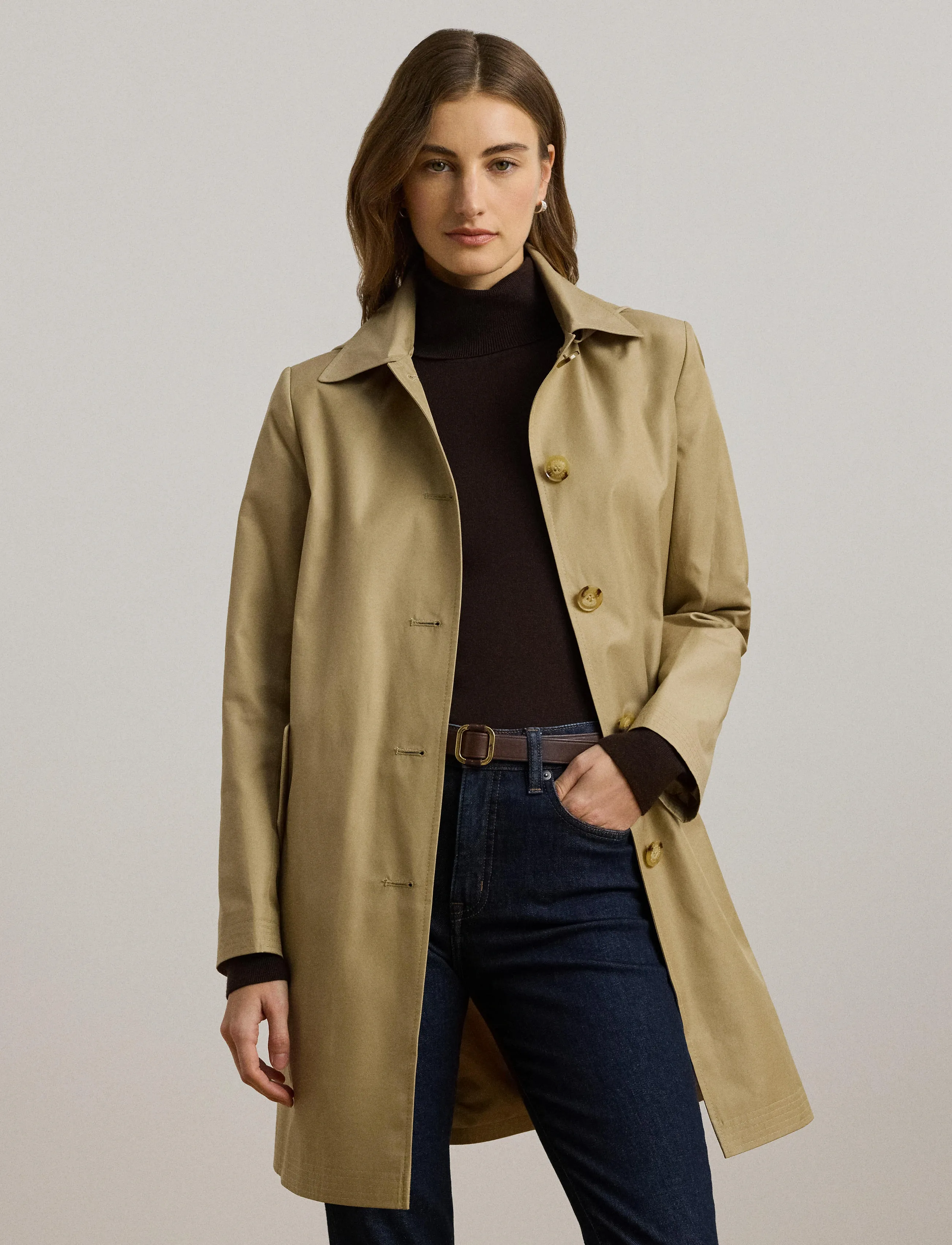 Lauren Ralph Lauren - Hooded Cotton-Blend Balmacaan Coat - leichte mäntel - birch tan - 3