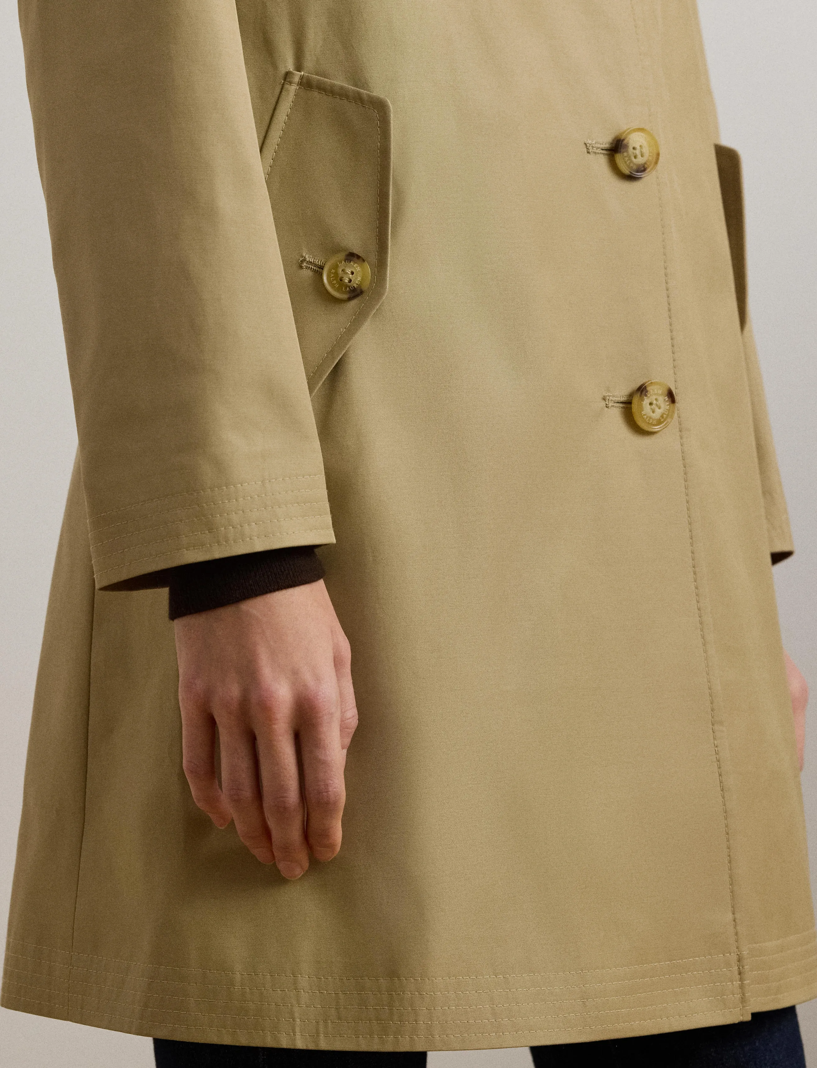 Lauren Ralph Lauren - Hooded Cotton-Blend Balmacaan Coat - leichte mäntel - birch tan - 5
