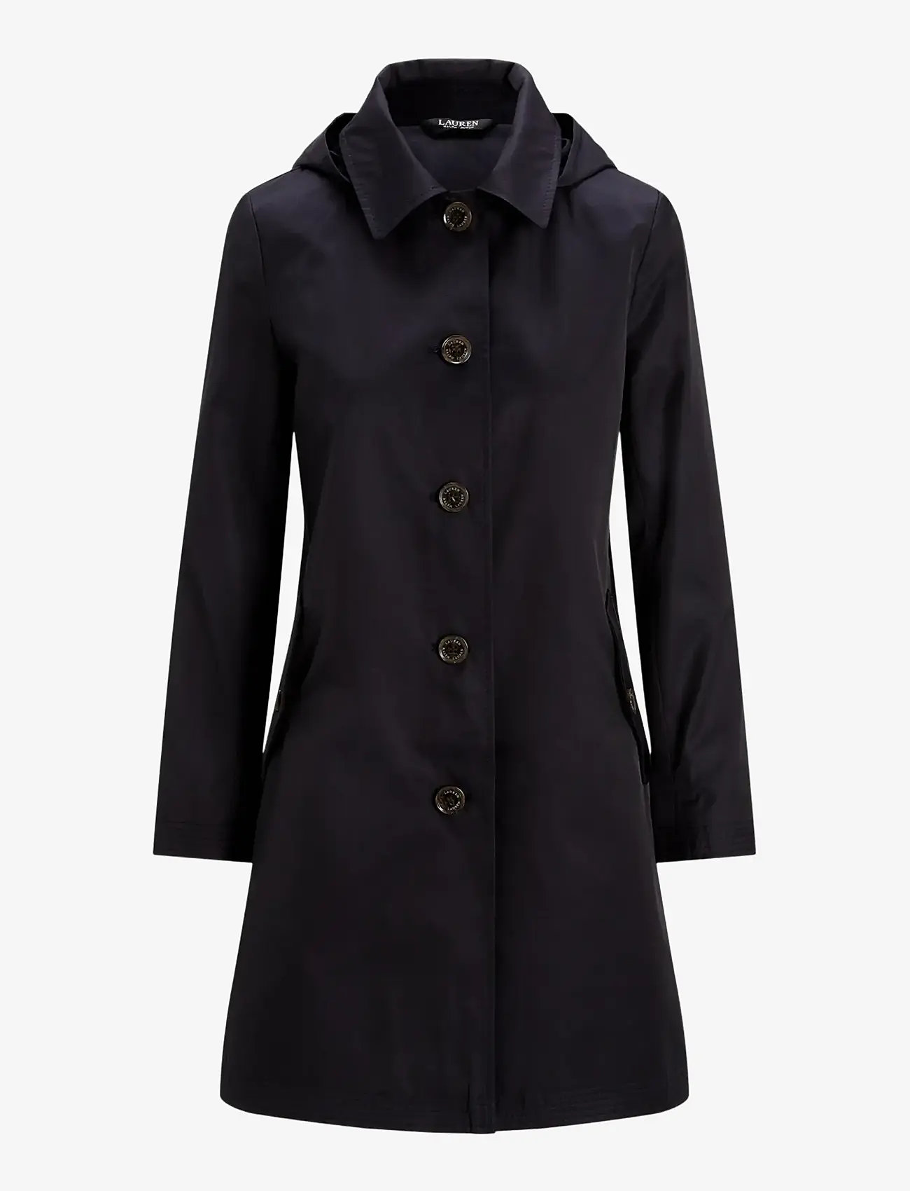 Lauren Ralph Lauren - Hooded Cotton-Blend Balmacaan Coat - lette frakker - dk navy - 1