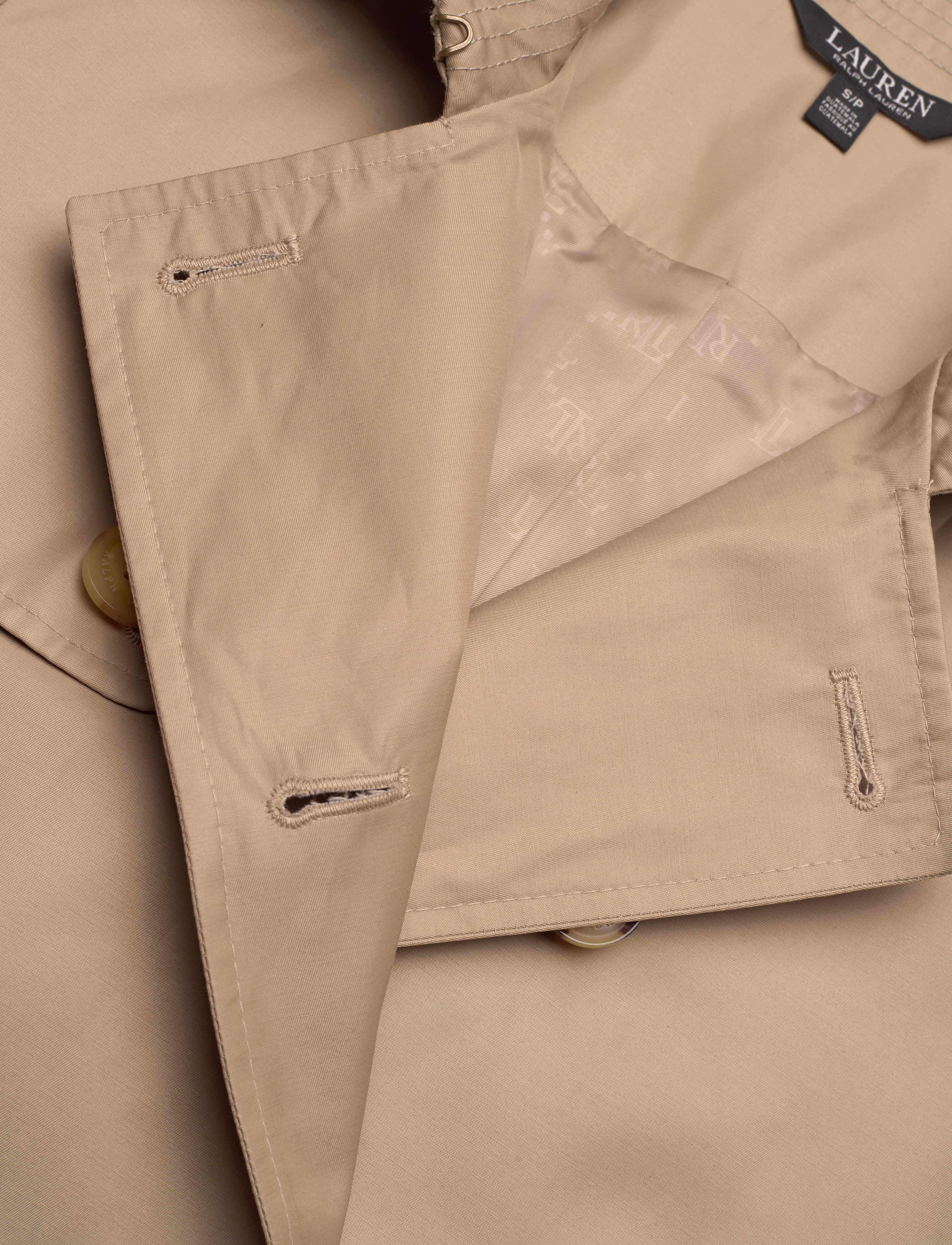 Lauren Ralph Lauren - Double-Breasted Cotton-Blend Trench Coat - rykfrakkar - birch tan - 3
