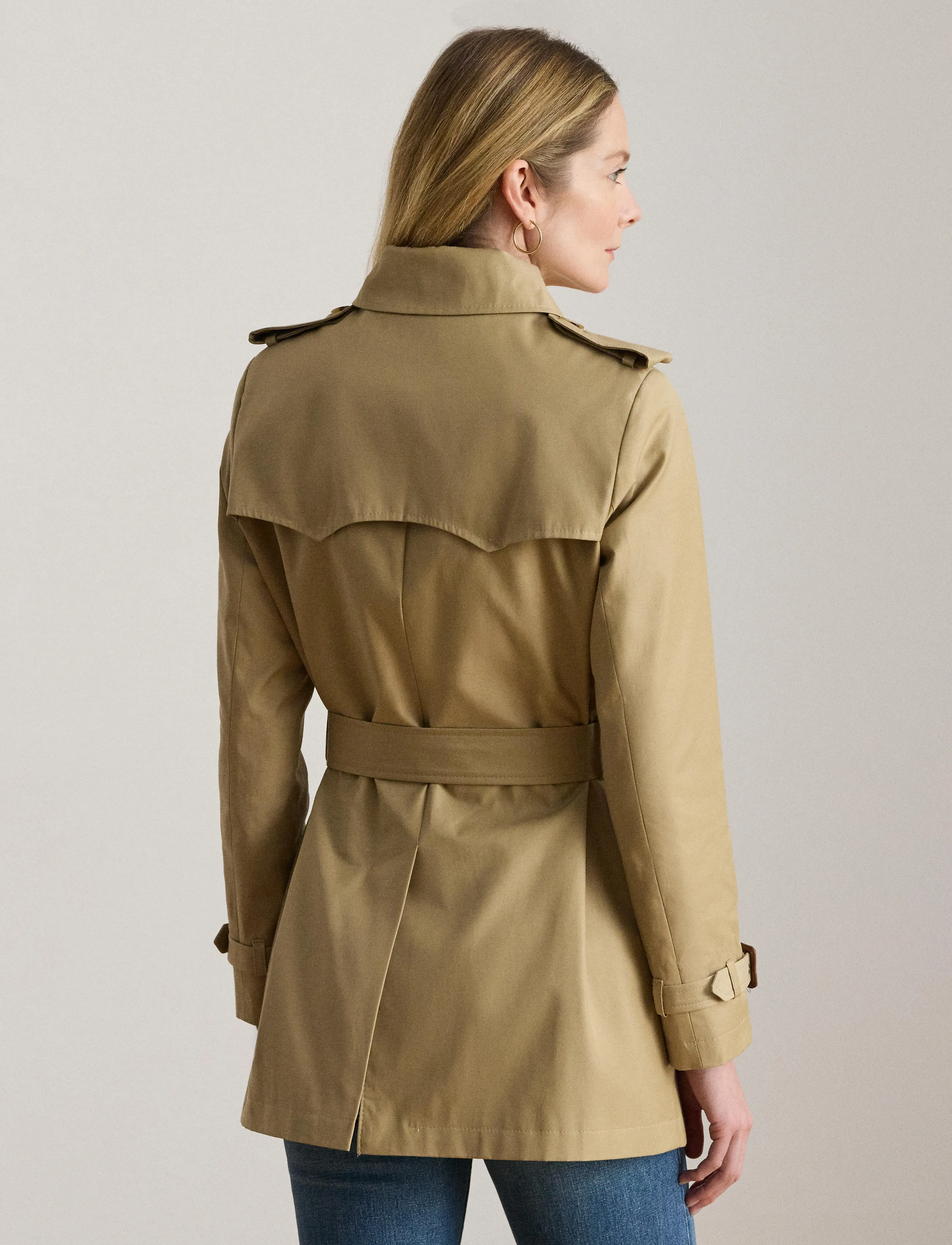 Lauren Ralph Lauren Double-Breasted Cotton-Blend Trench Coat - Lauren Ralph Lauren - BIRCH TAN / beige
