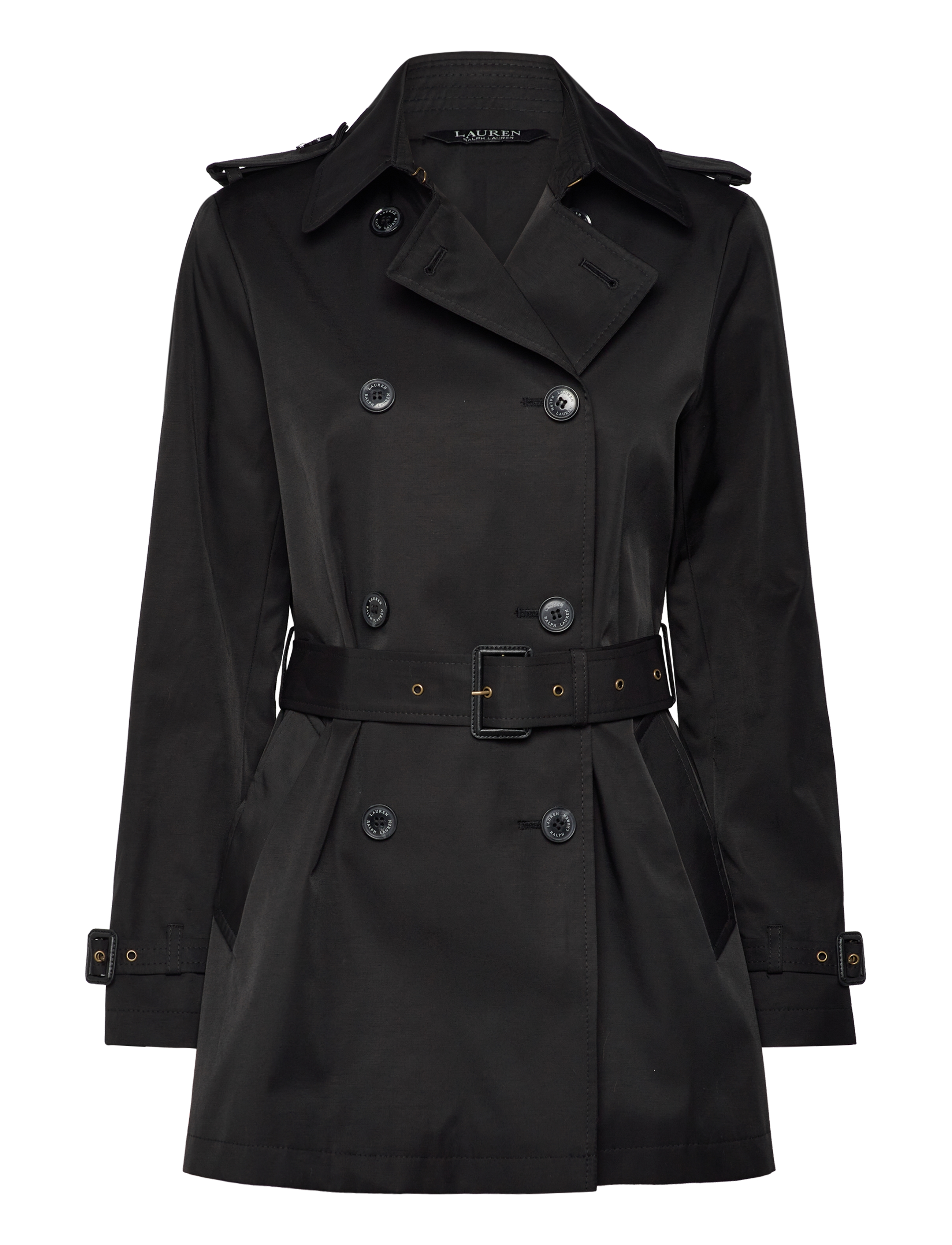 Lauren Ralph Lauren COTTON BLEND-DB BLT TRNCH 30" - Trenchcoats - BLACK / black