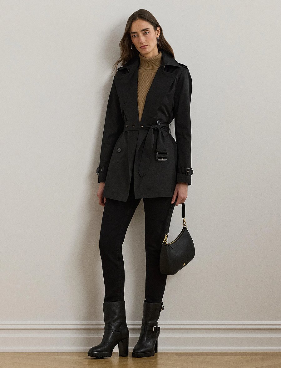 Lauren Ralph Lauren - Double-Breasted Cotton-Blend Trench Coat - trenchcoats - black - 0