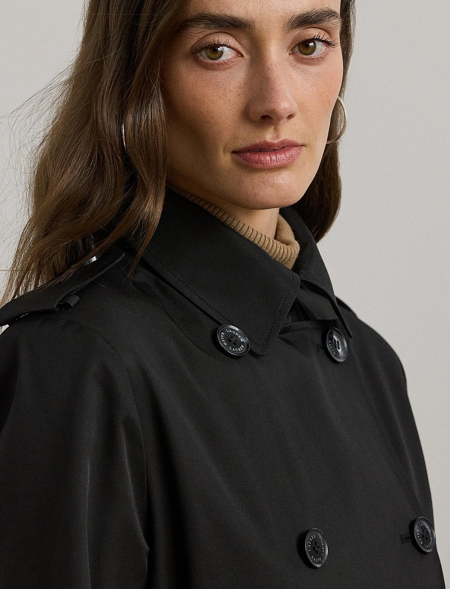 Lauren Ralph Lauren - Double-Breasted Cotton-Blend Trench Coat - trenchcoats - black - 4