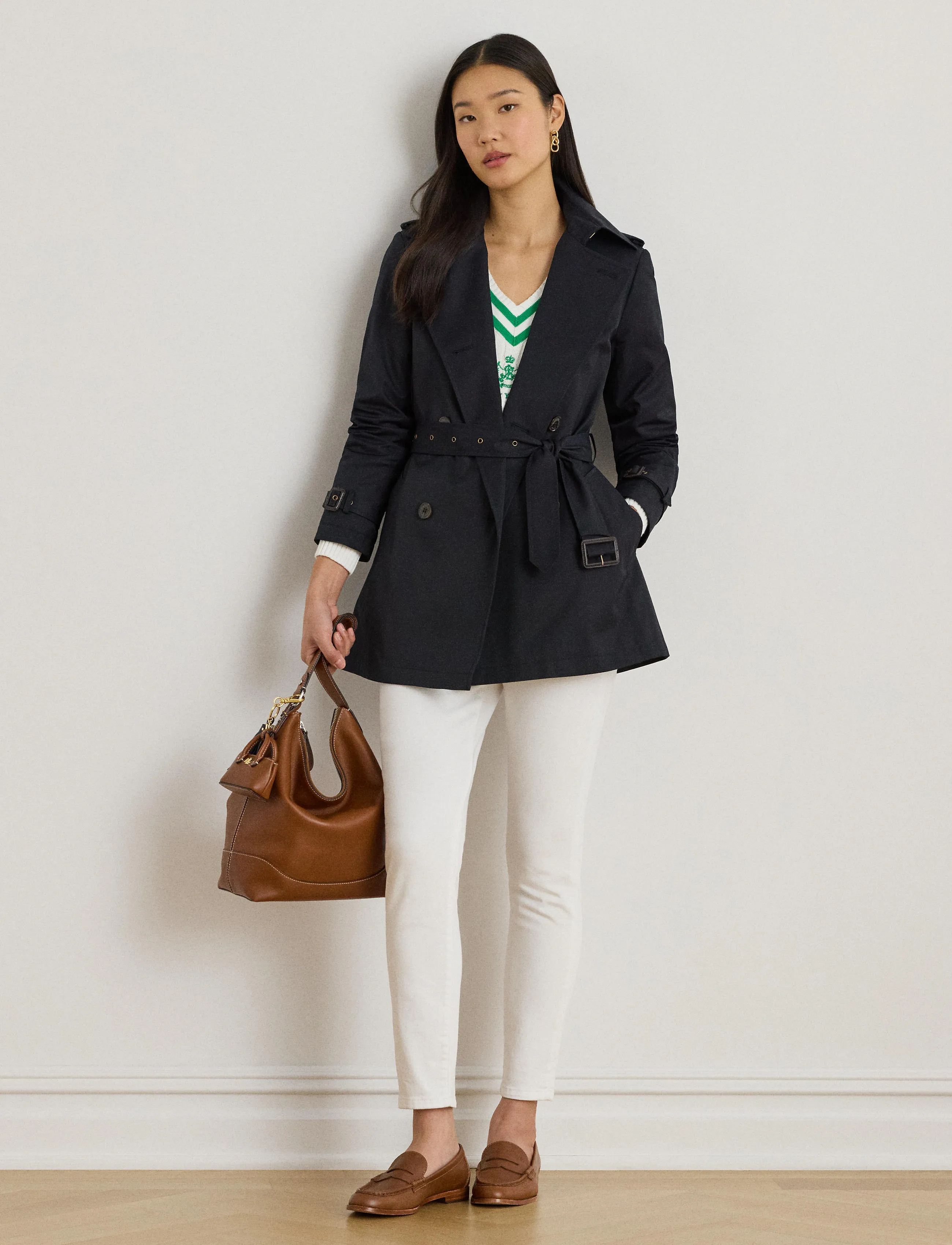 Lauren Ralph Lauren Double-Breasted Cotton-Blend Trench Coat - Coats - DK NAVY / navy