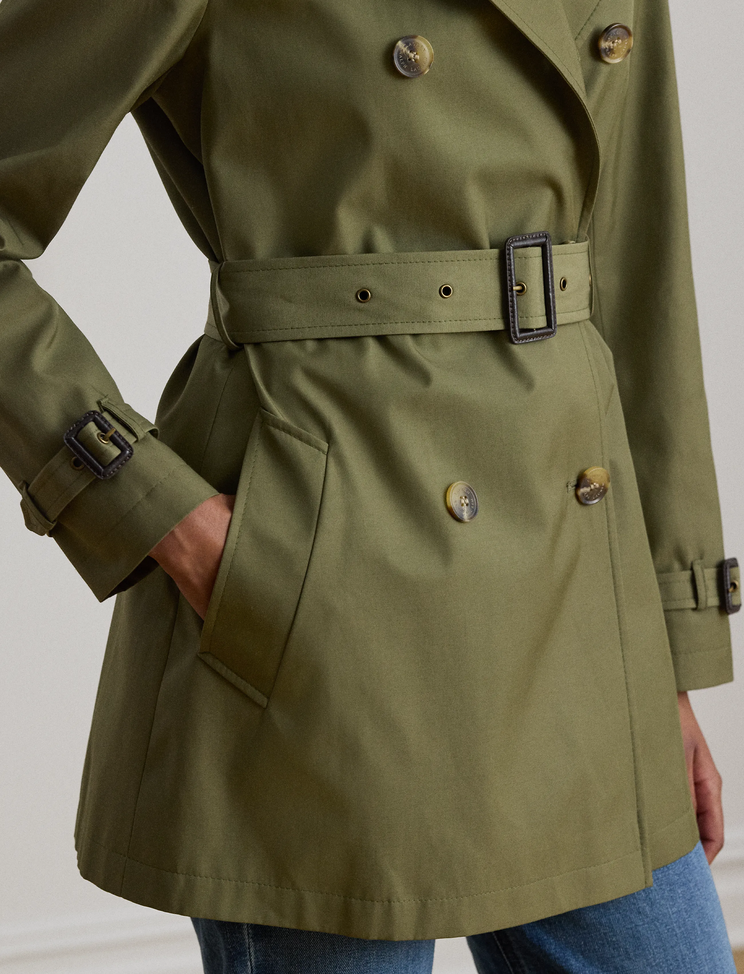 Lauren Ralph Lauren - Double-Breasted Cotton-Blend Trench Coat - trenchcoats - light agave - 5