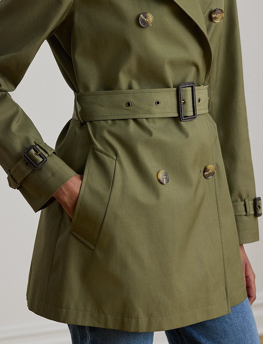 Lauren Ralph Lauren - Double-Breasted Cotton-Blend Trench Coat - vihmamantlid - light agave - 5
