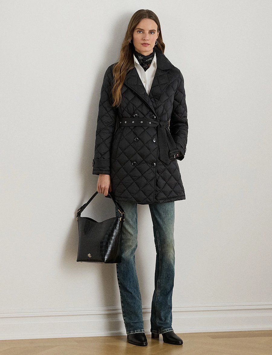 Lauren Ralph Lauren - Diamond-Quilted Down Trench Coat - black - 0