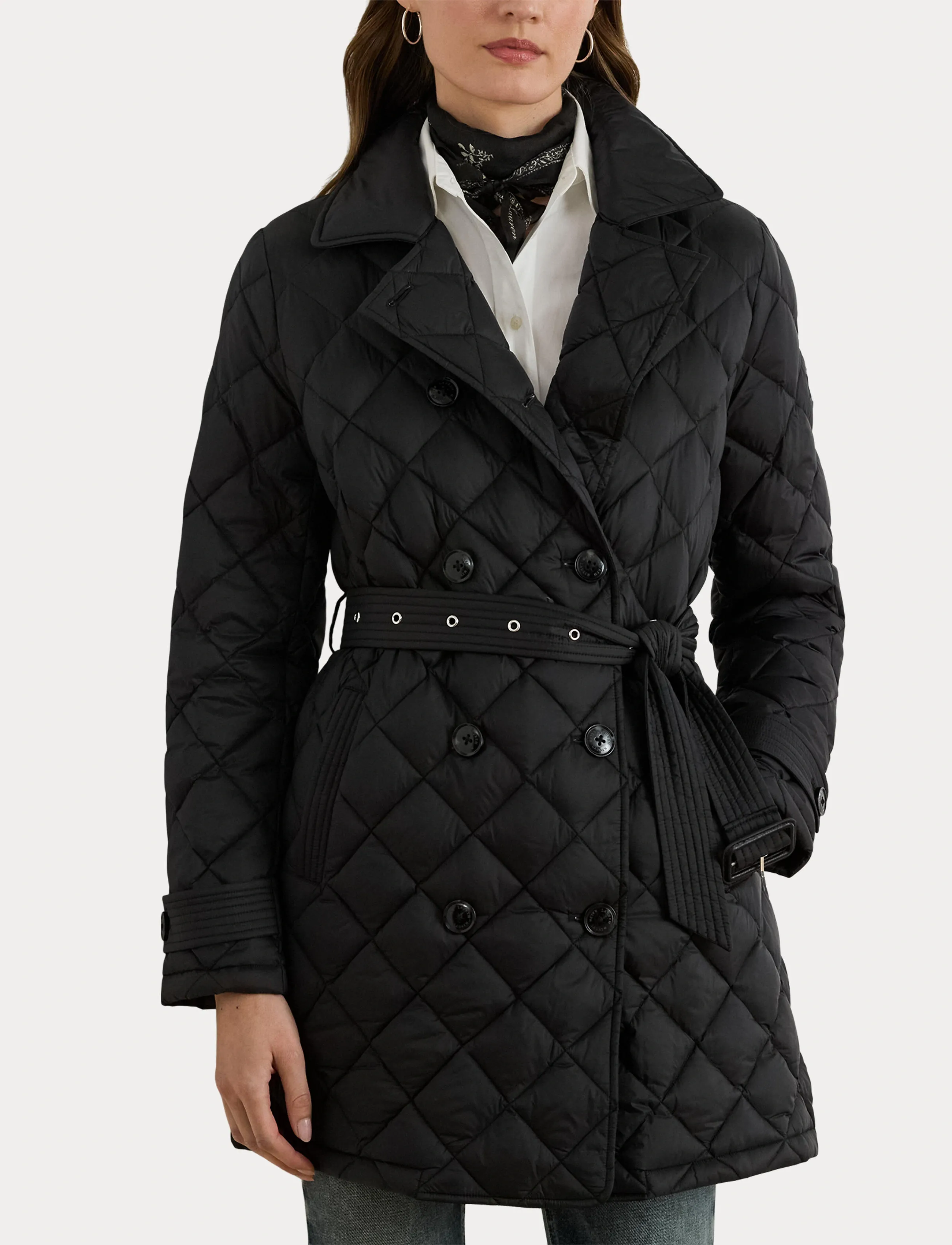 Lauren Ralph Lauren - Diamond-Quilted Down Trench Coat - black - 5