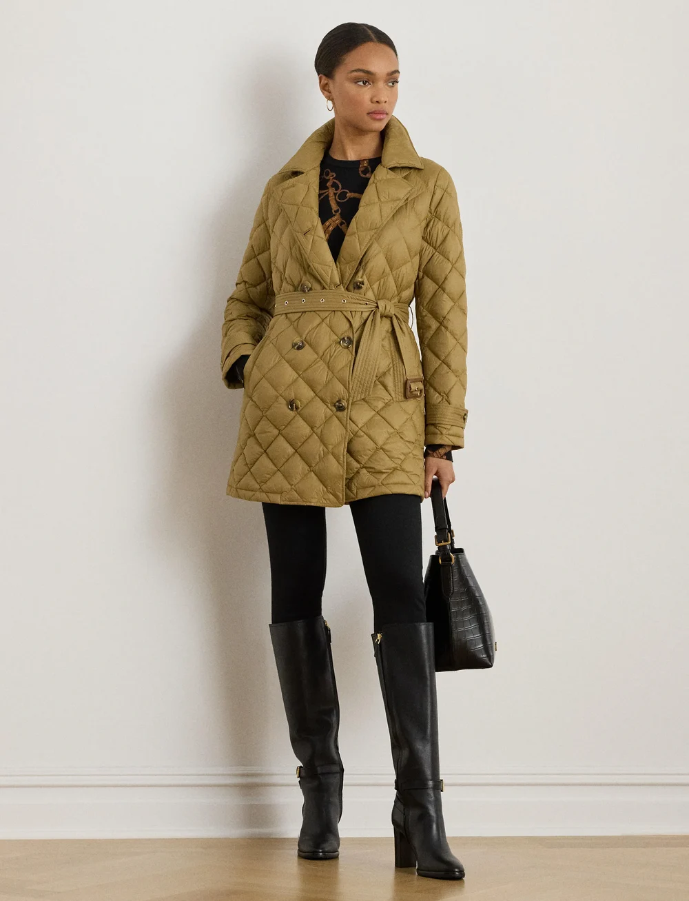 Lauren Ralph Lauren - Diamond-Quilted Down Trench Coat - quilted jassen - new tan - 0