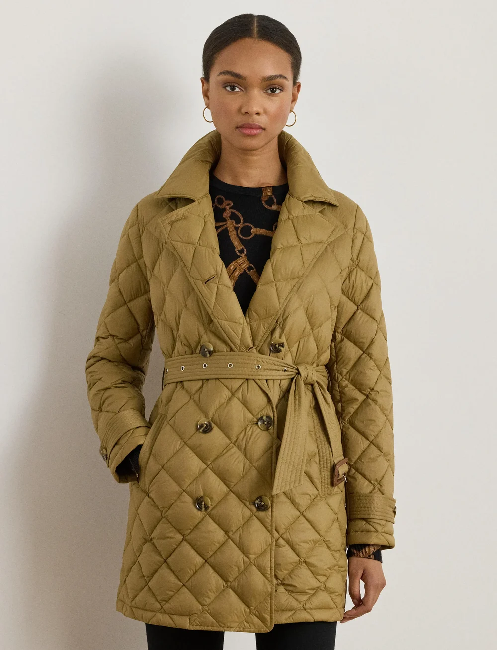 Lauren Ralph Lauren - Diamond-Quilted Down Trench Coat - quilted jassen - new tan - 3