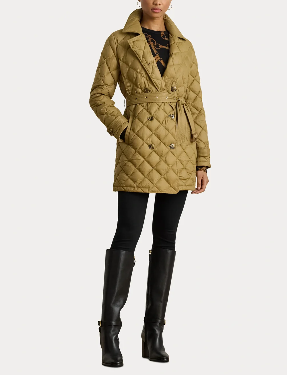 Lauren Ralph Lauren - Diamond-Quilted Down Trench Coat - quilted jassen - new tan - 4