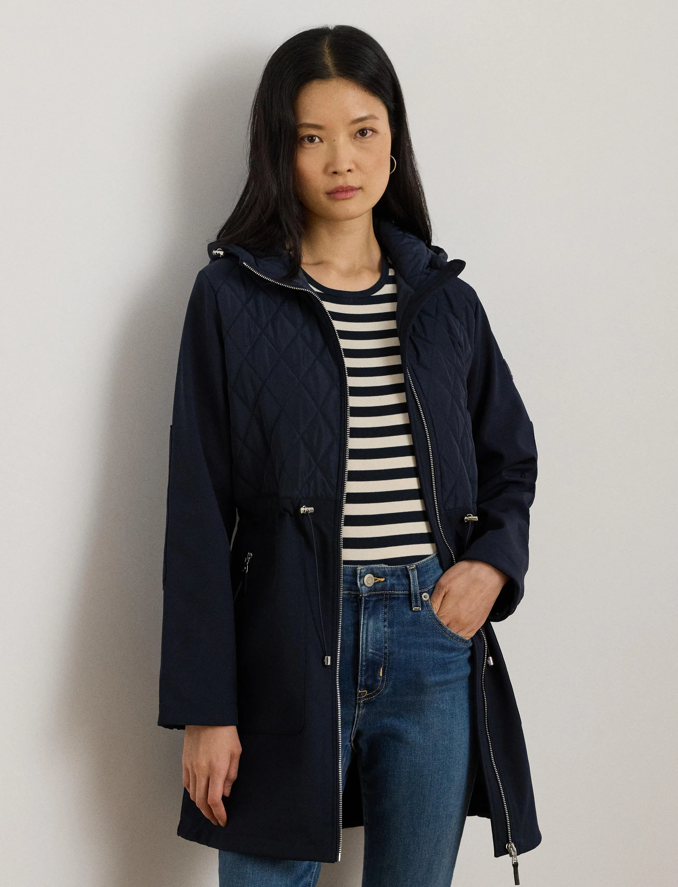 Lauren Ralph Lauren - Hooded Diamond-Quilted Mockneck Jacket - navy - 3