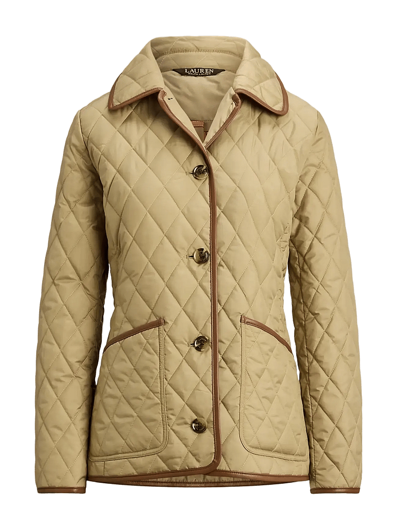 Lauren Ralph Lauren - Faux-Leather-Trim Diamond-Quilted Jacket - birch tan - 1