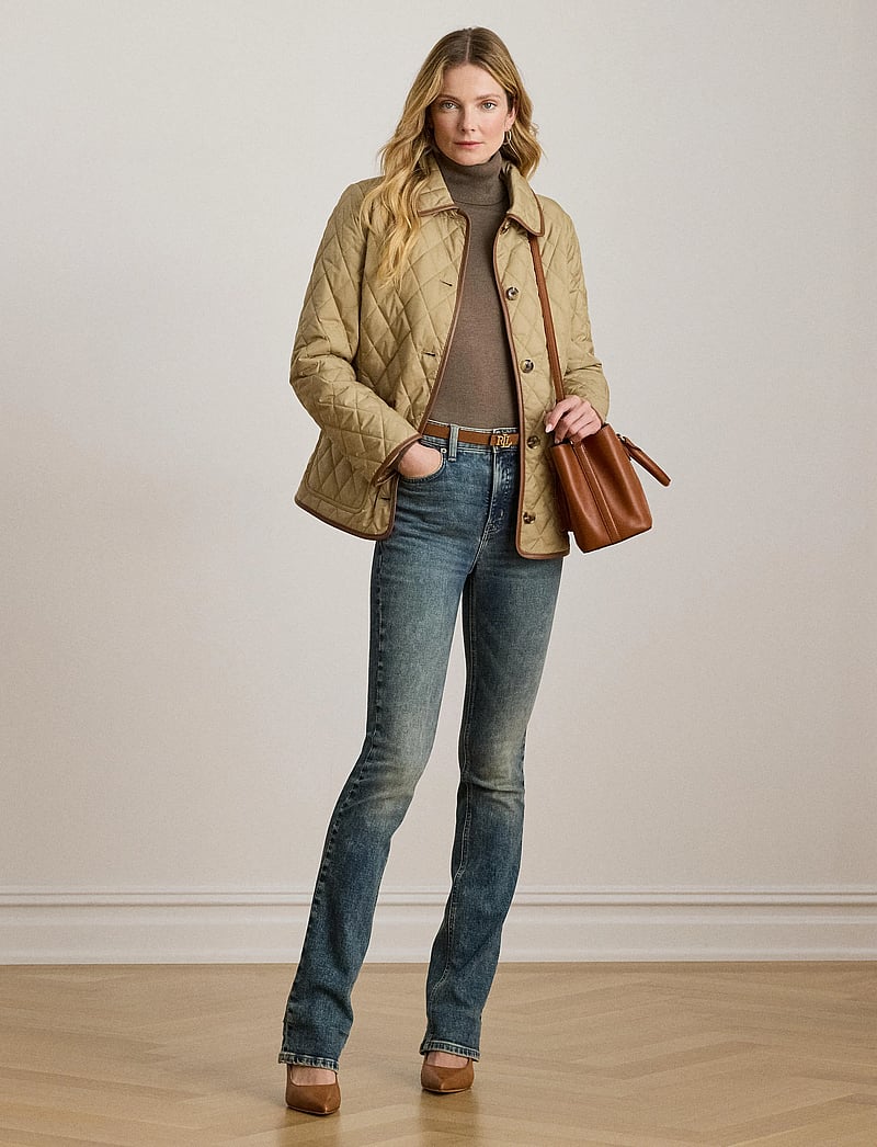 Lauren Ralph Lauren - Faux-Leather-Trim Diamond-Quilted Jacket - birch tan - 0