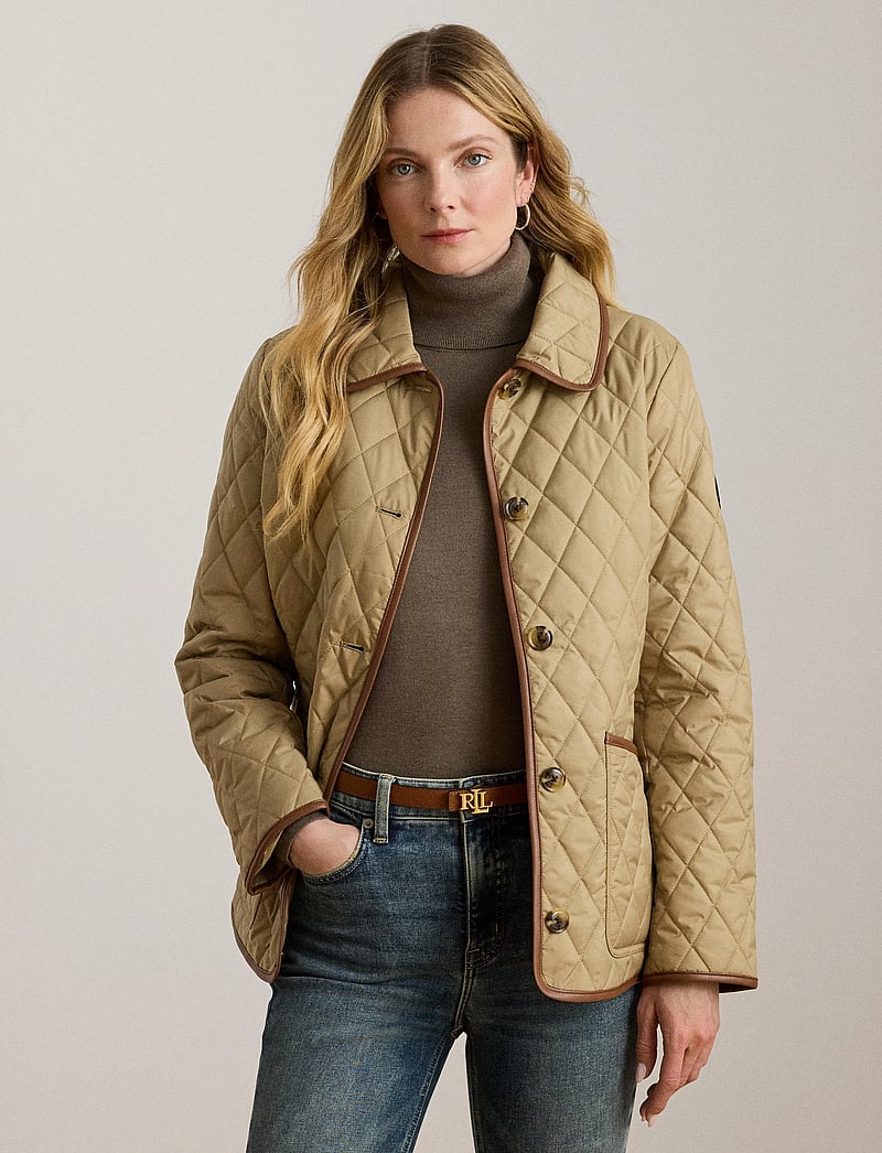 Lauren Ralph Lauren - Faux-Leather-Trim Diamond-Quilted Jacket - birch tan - 3