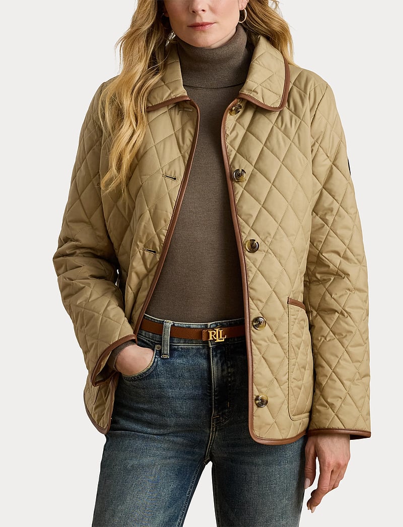 Lauren Ralph Lauren - Faux-Leather-Trim Diamond-Quilted Jacket - birch tan - 5