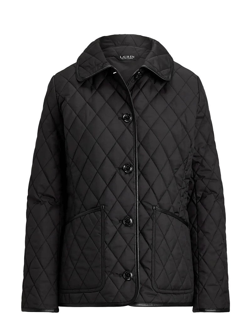 Lauren Ralph Lauren - Faux-Leather-Trim Diamond-Quilted Jacket - tepitud jakid - black - 1
