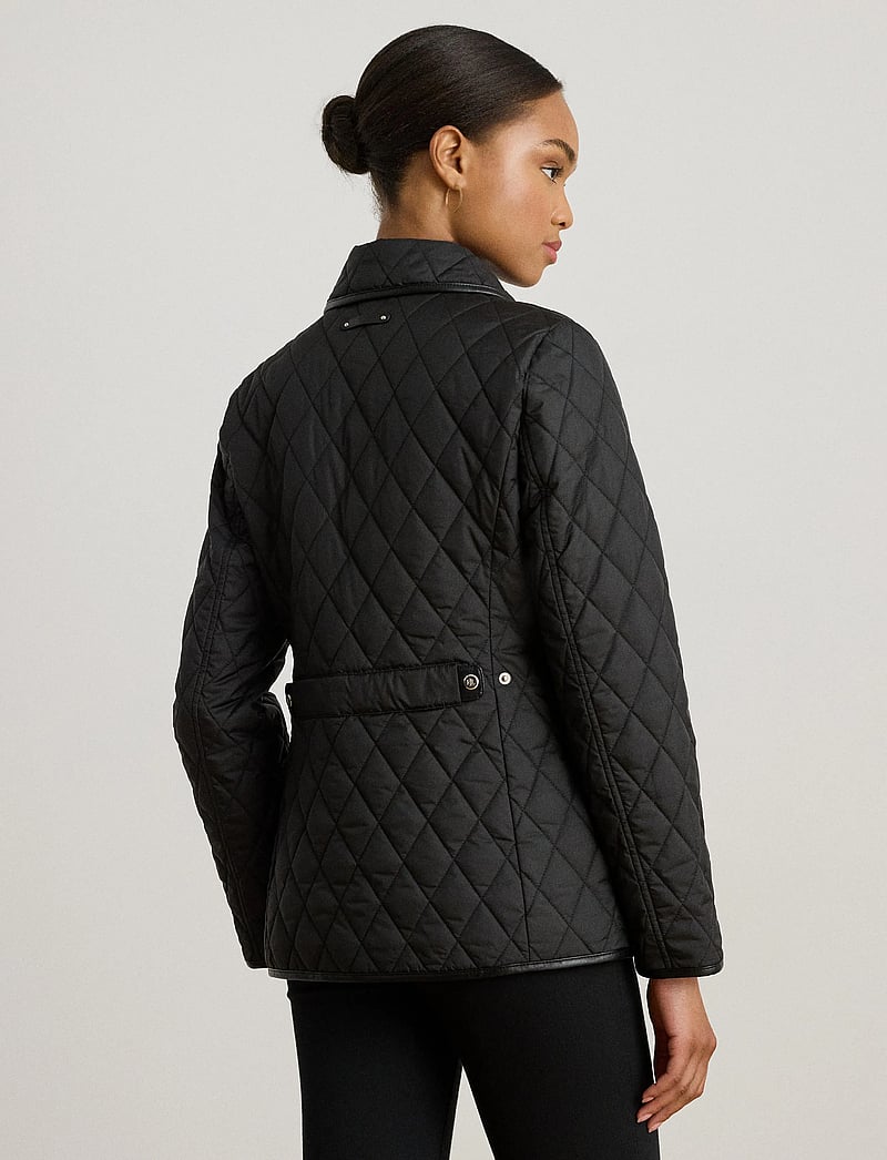 Lauren Ralph Lauren - Faux-Leather-Trim Diamond-Quilted Jacket - tepitud jakid - black - 2