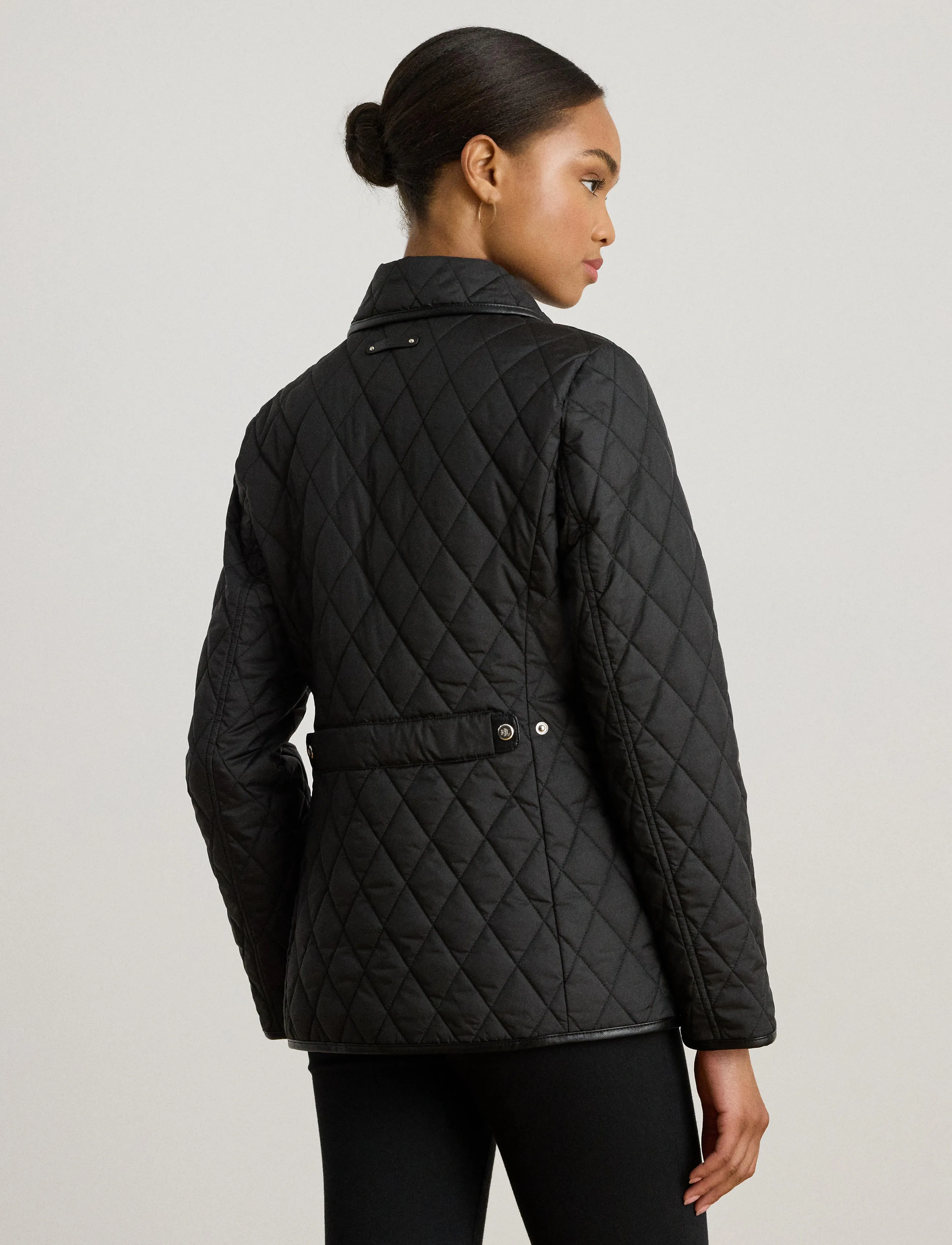 Lauren Ralph Lauren - Faux-Leather-Trim Diamond-Quilted Jacket - black - 2